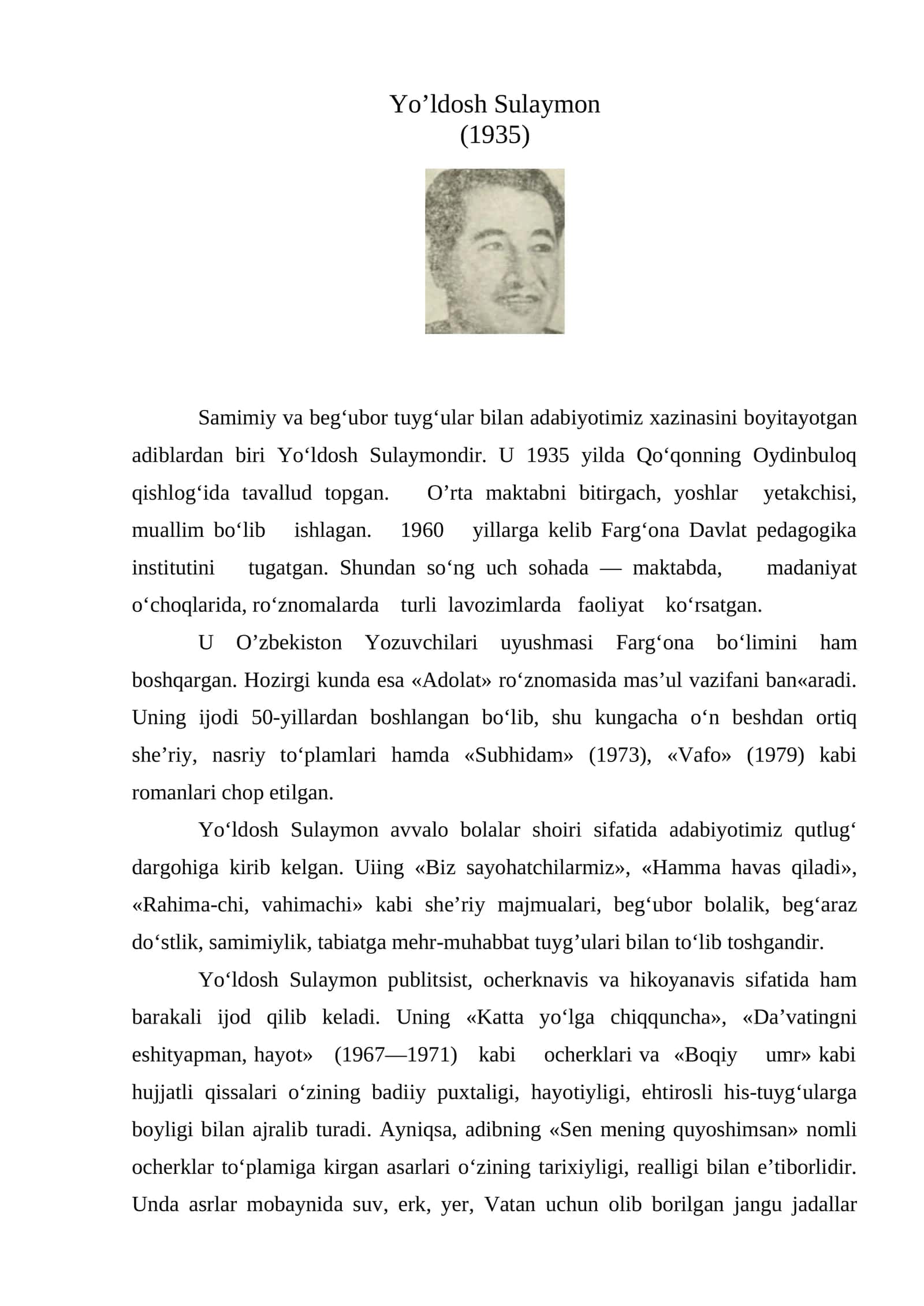 Yo’ldosh Sulaymon