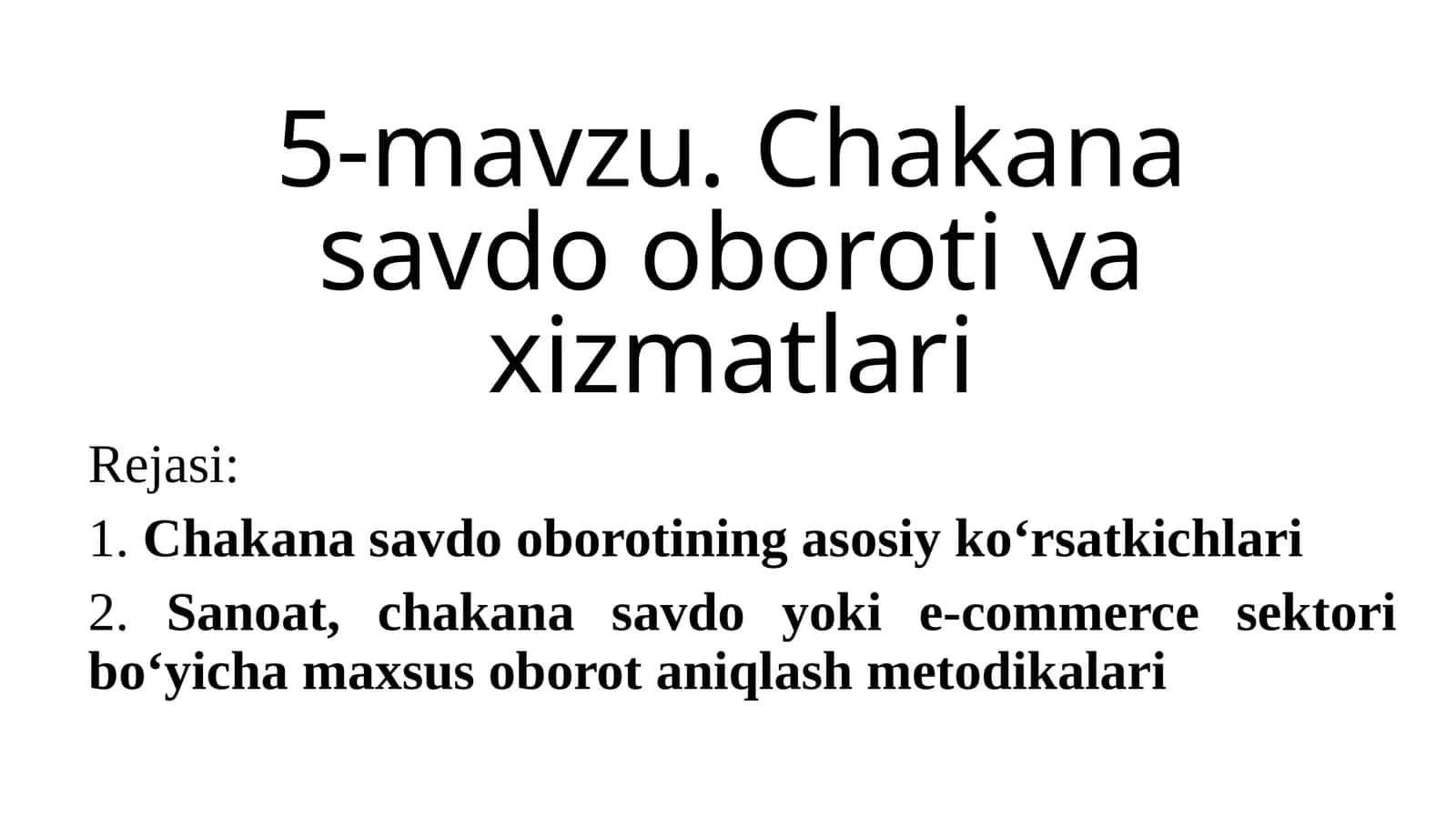 Chakana savdo oboroti va xizmatlari