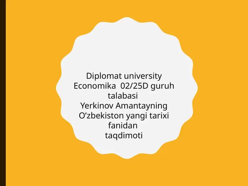 O‘zbekiston yangi tarixi fanidan taqdimoti
