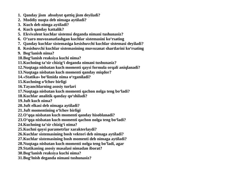 Kuchlar va moment