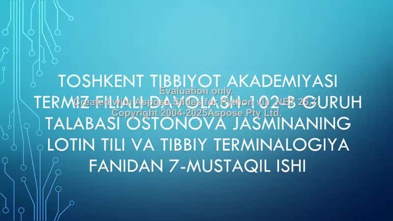 Klinik terminologiya bo‘yicha yakuniy dars Kollokvium
