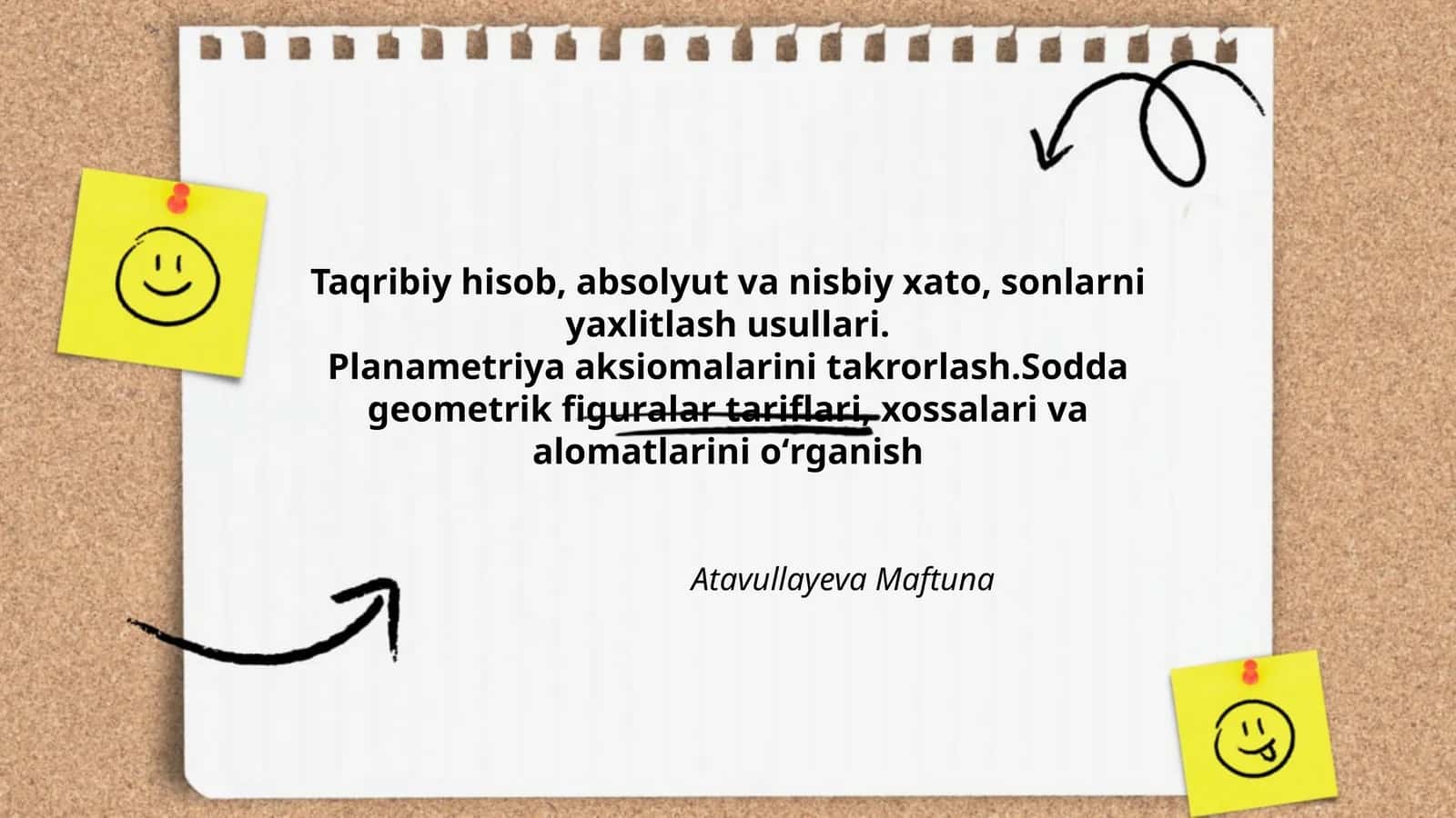 Planametriya aksiomalarini takrorlash