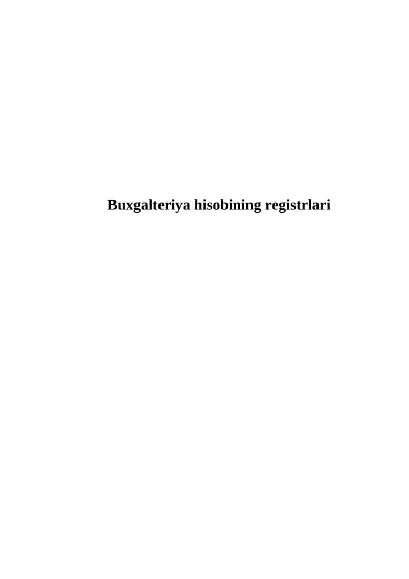 Buxgalteriya hisobining registrlari
