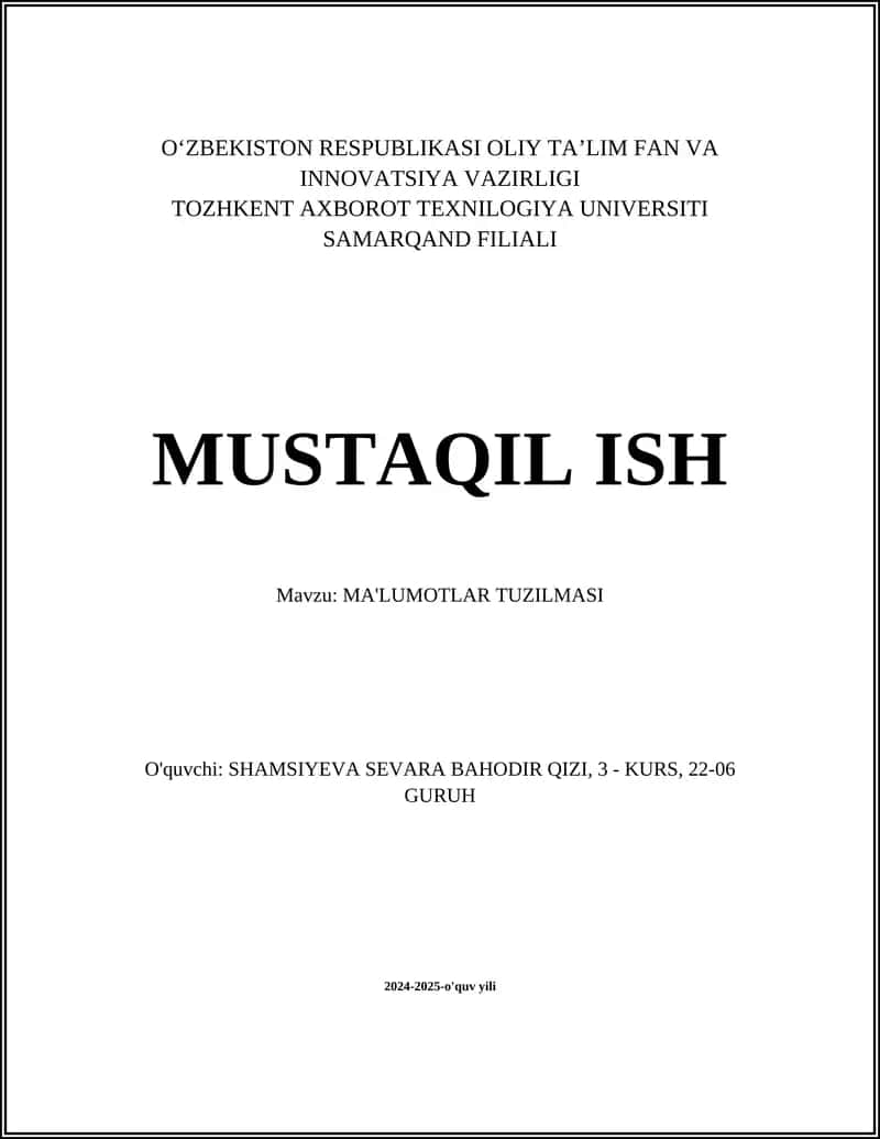 MA'LUMOTLAR TUZILMASI