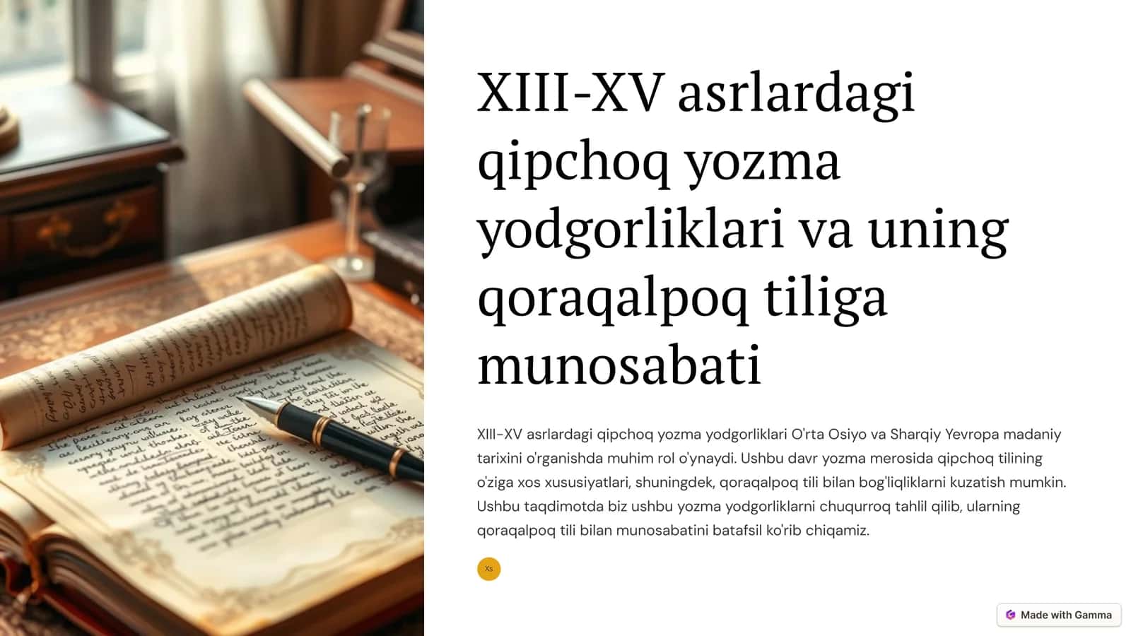 XIII-XV asrlardagi qipchoq yozma yodgorliklari va uning qoraqalpoq tiliga munosabati