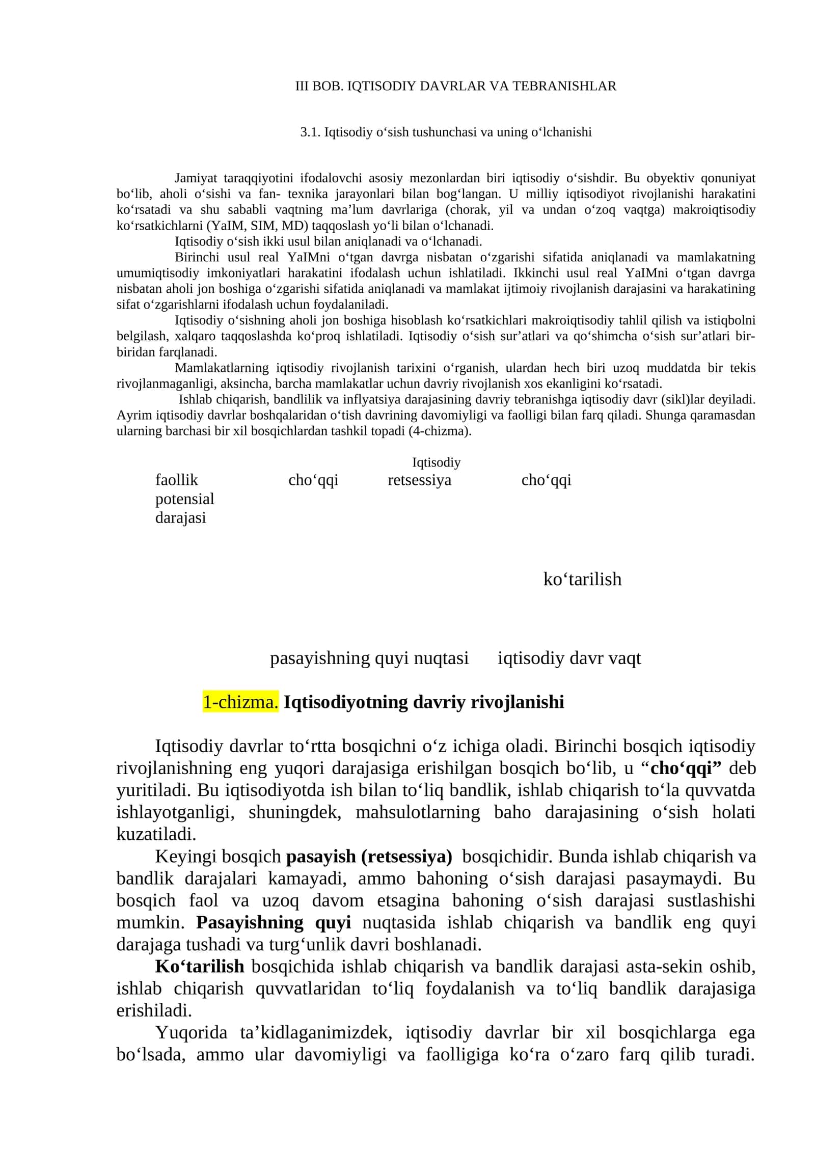 IQTISODIY DAVRLAR VA TEBRANISHLAR