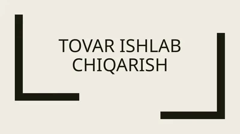Tovar ishlab chiqarish