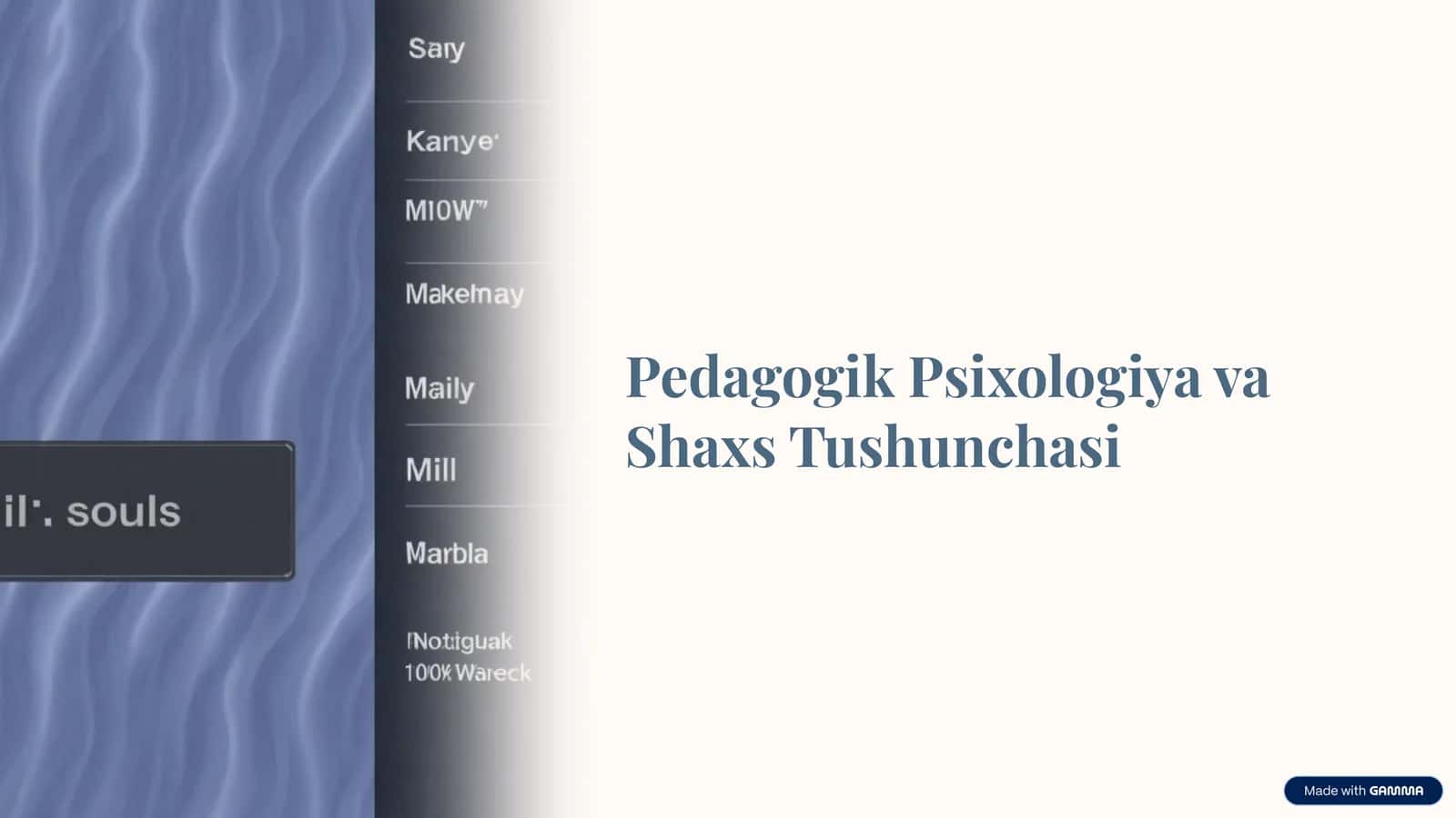 Pedagogik Psixologiya va Shaxs Tushunchasi