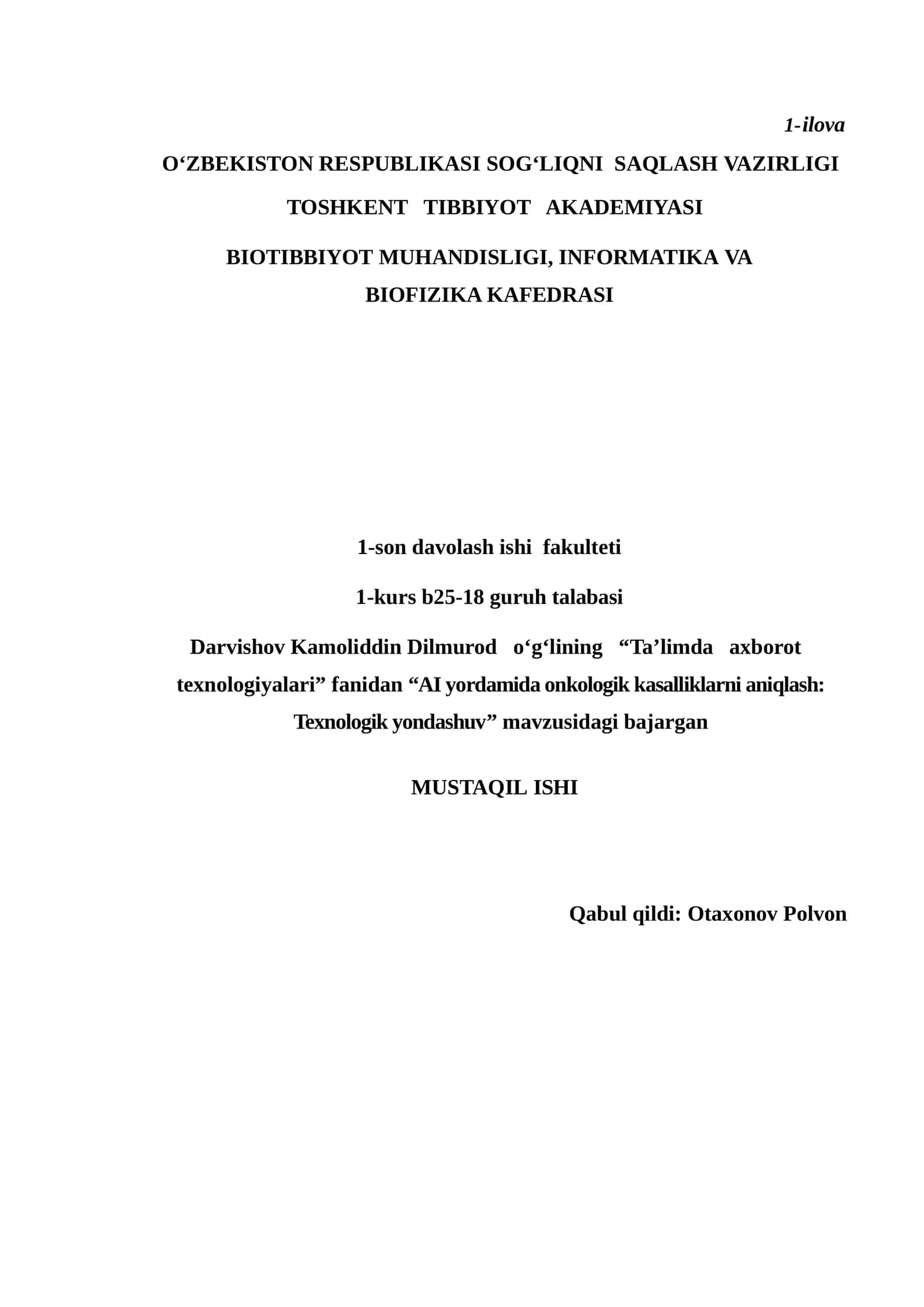 AI yordamida onkologik kasalliklarni aniqlash: Texnologik yondashuv
