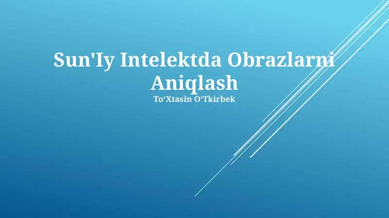 Sun'Iy Intelektda Obrazlarni Aniqlash