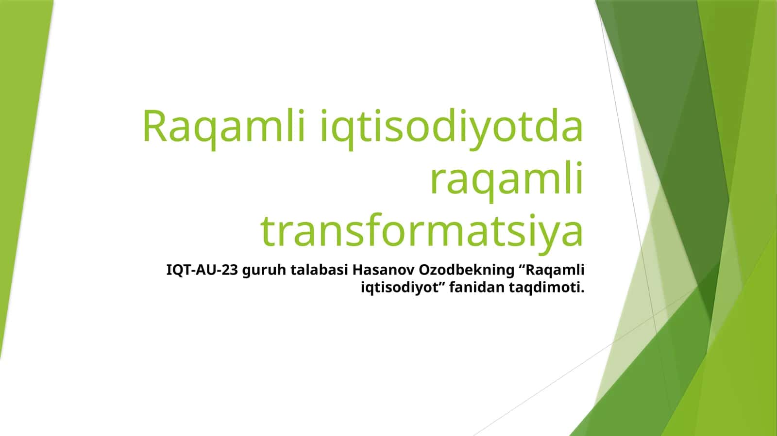 Raqamli iqtisodiyotda raqamli transformatsiya