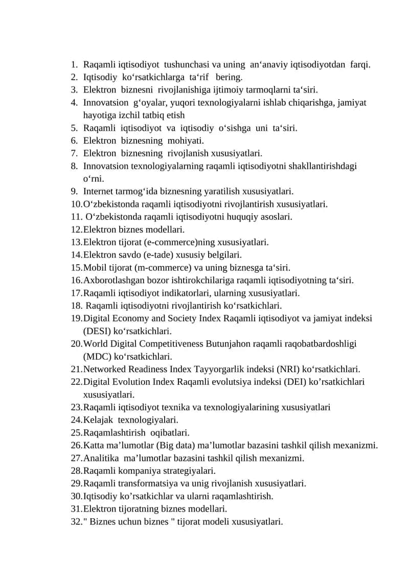 Raqamli iqtisodiyot tushunchasi