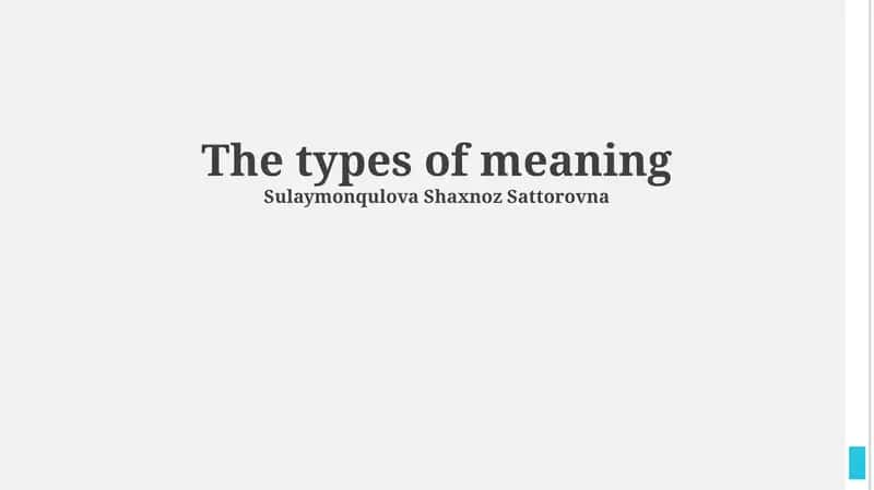 The types of meaning