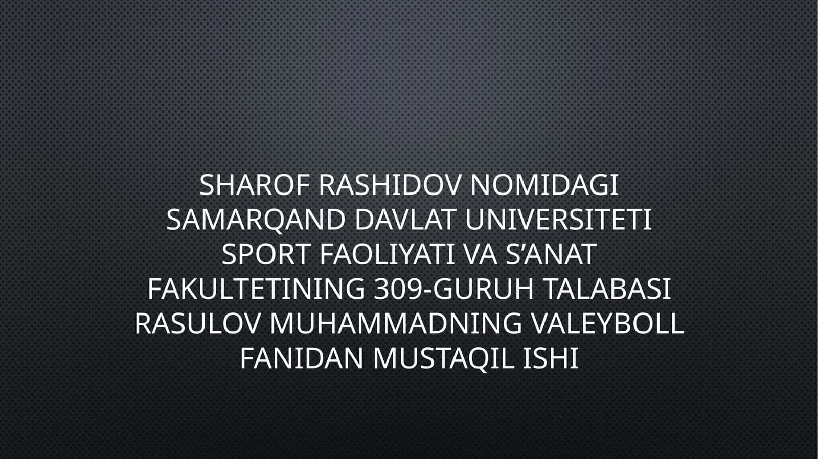 VALEYBOLL FANIDAN MUSTAQIL ISHI
