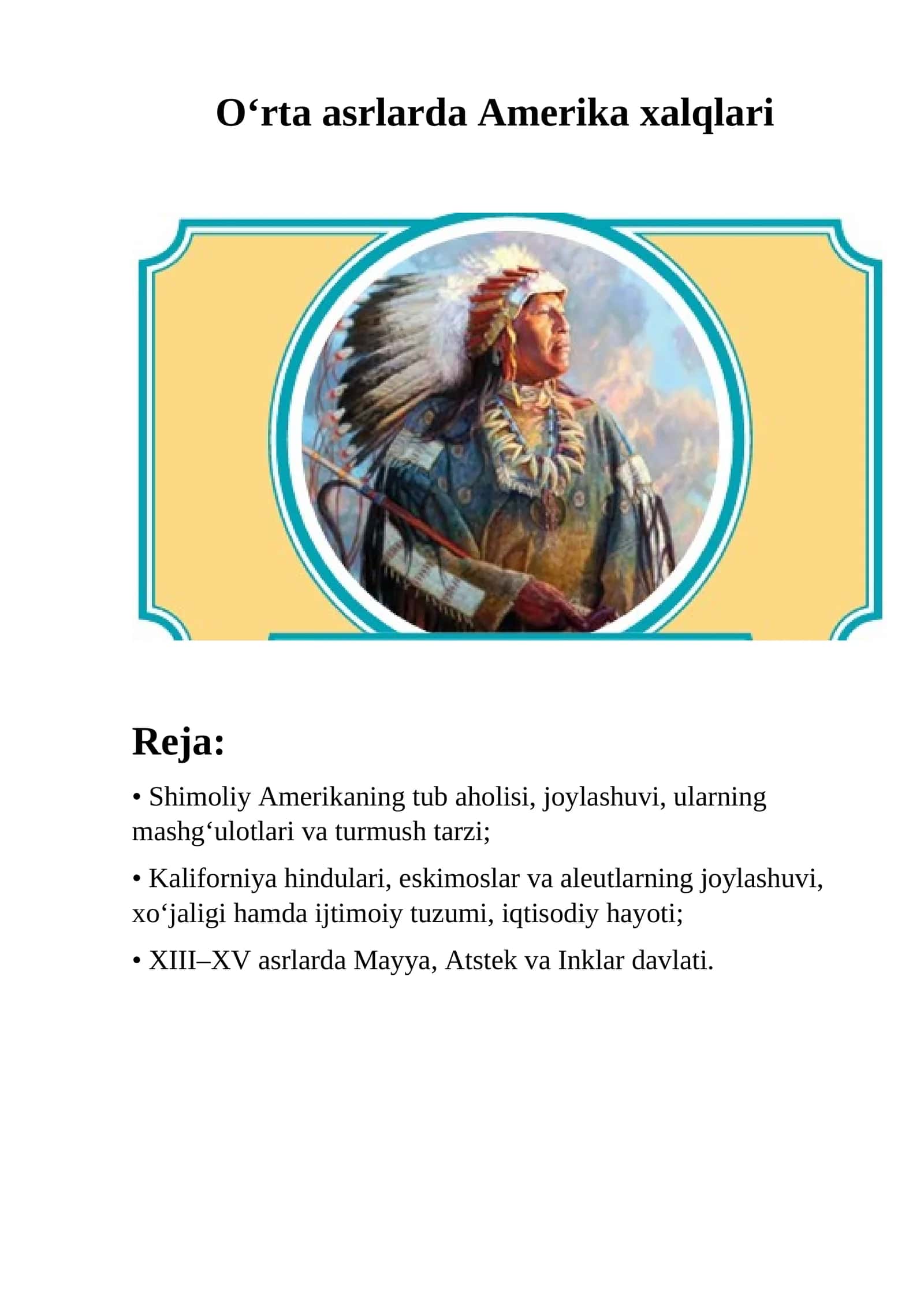 O‘rta asrlarda Amerika xalqlari