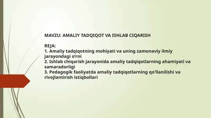 AMALIY TADQIQOT VA ISHLAB CHIQARISH