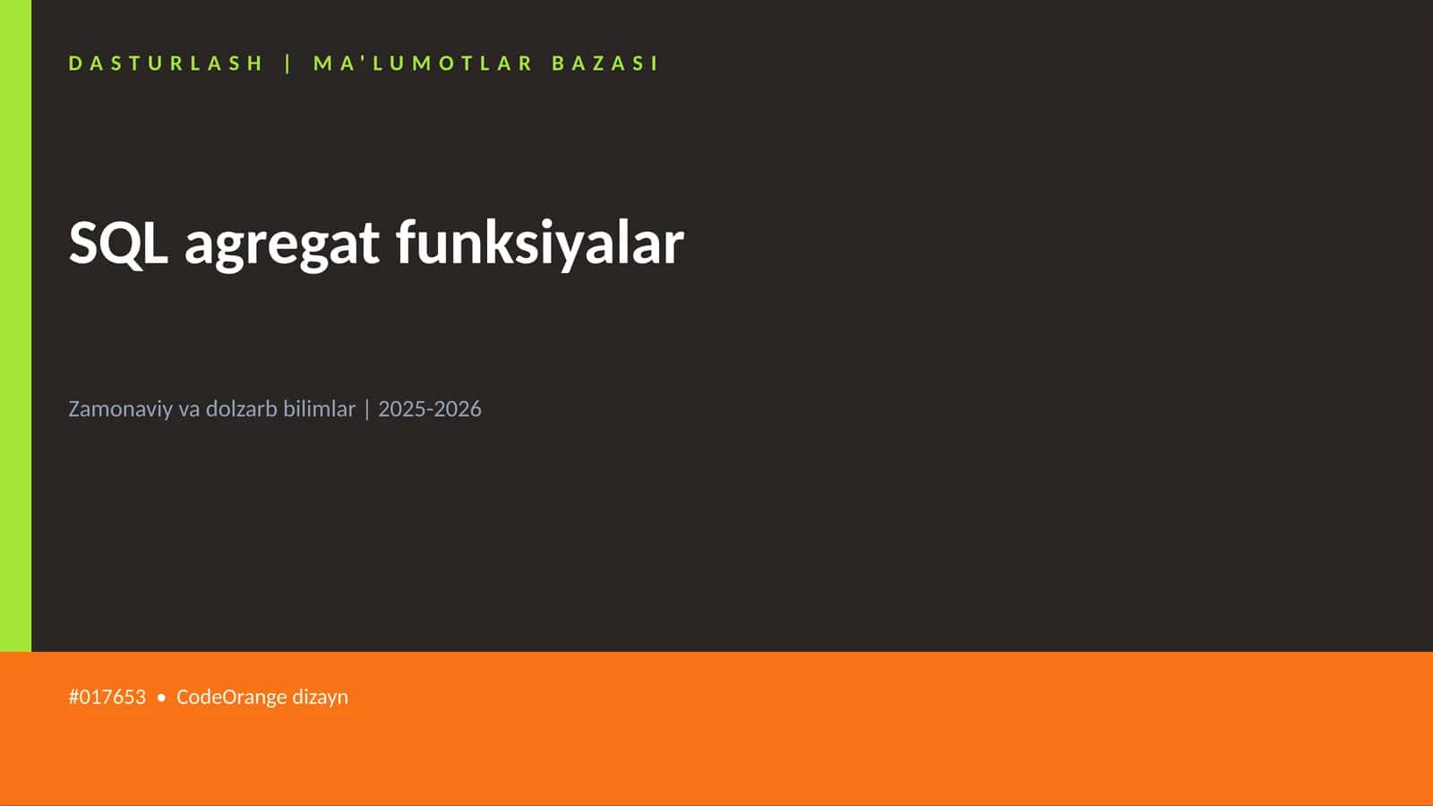 SQL agregat funksiyalar