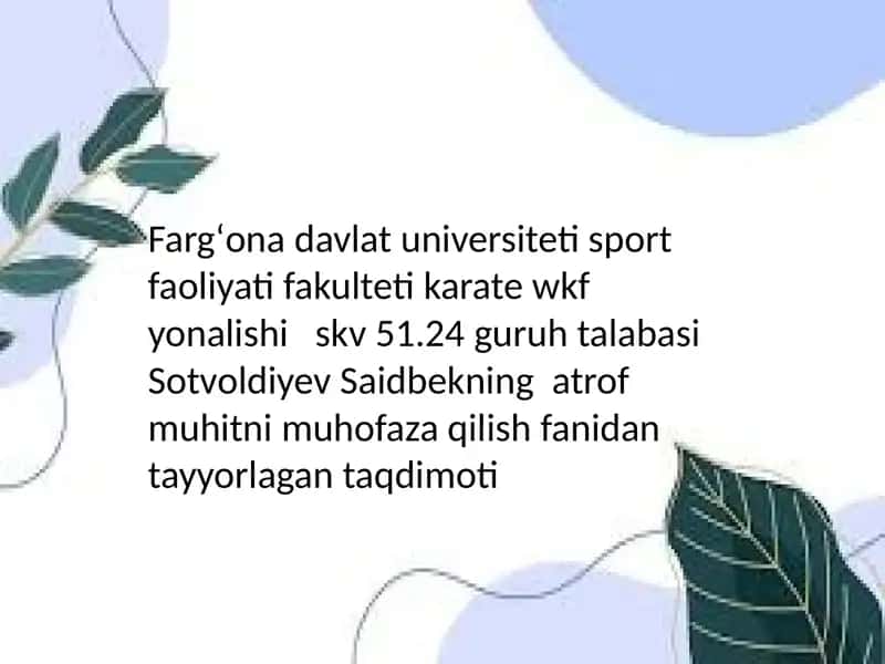 Urbanizatsiya va atrof –muhit