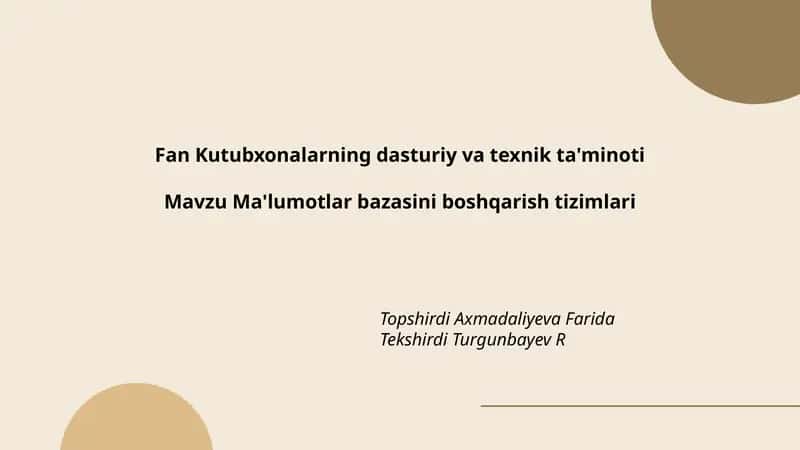 Kutubxona ma'lumotlar bazalari