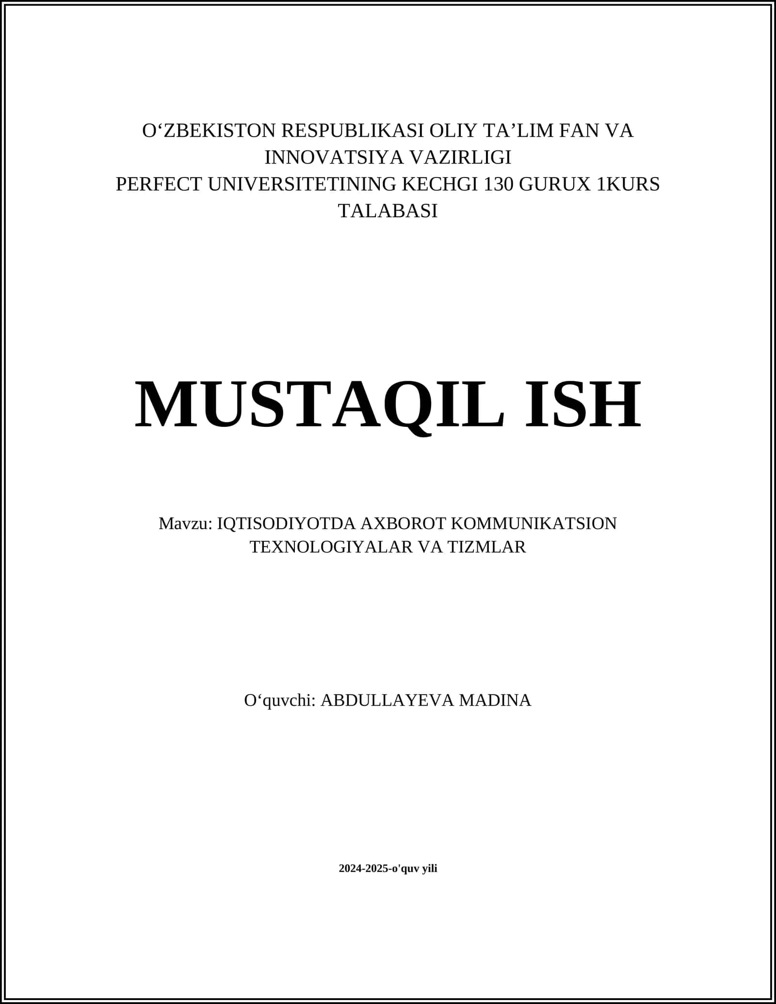 MUSTAQIL ISH