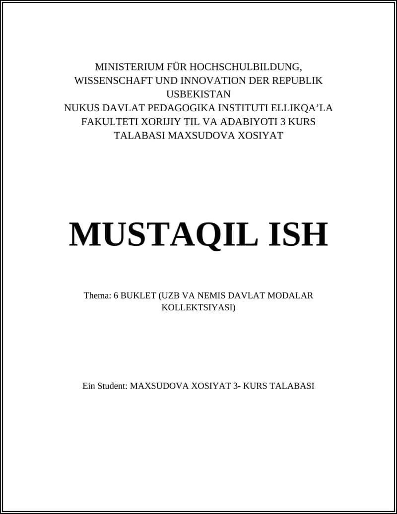6 BUKLET (UZB VA NEMIS DAVLAT MODALAR KOLLEKTSIYASI)