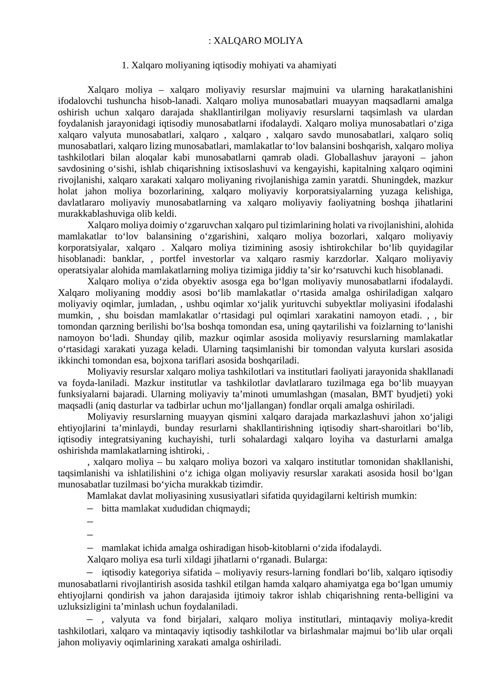 Xalqaro moliya