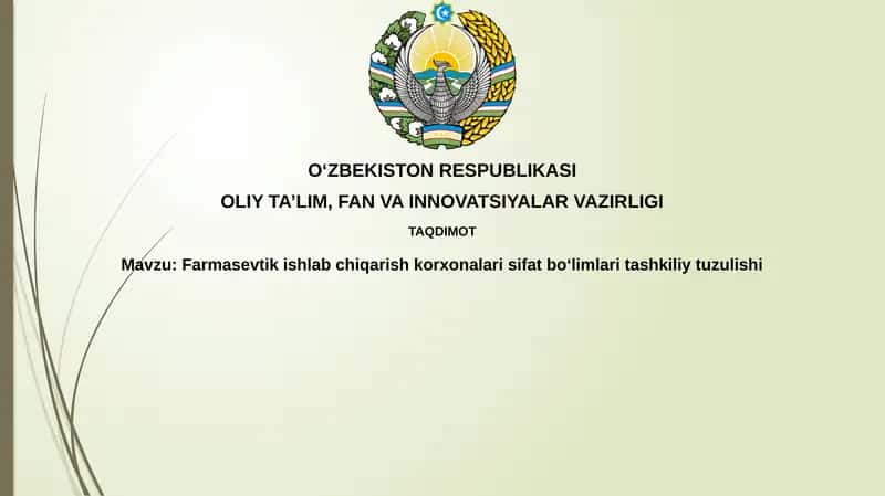 Farmasevtik ishlab chiqarish korxonalarining sifat bo'limlari tashkiliy tuzilishi