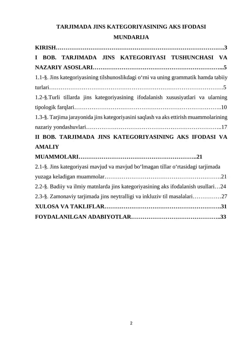 TARJIMADA JINS KATEGORIYASINING AKS IFODASI