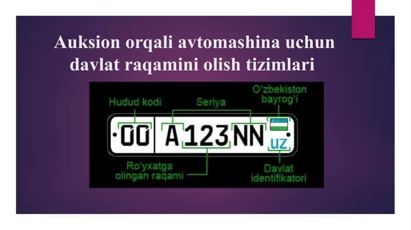 Auksion orqali avtomashina uchun davlat raqamini olish tizimlari