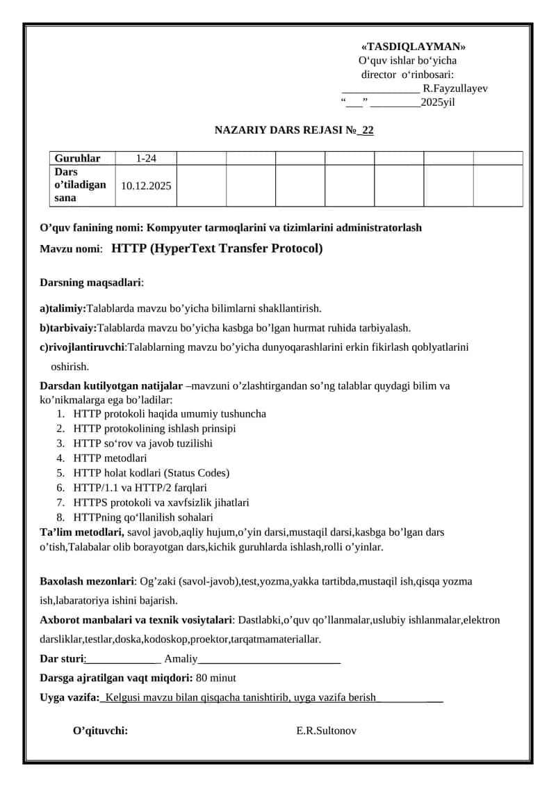 Kompyuter tarmoqlarini va tizimlarini administratorlash