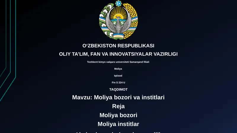 Moliya bozori va institlari