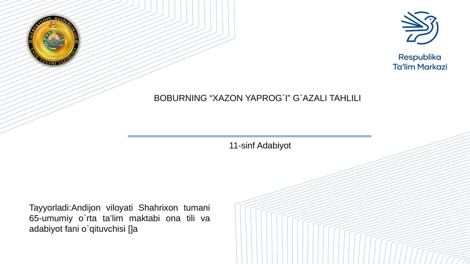 BOBURNING "XAZON YAPROG`I" G`AZALI TAHLILI