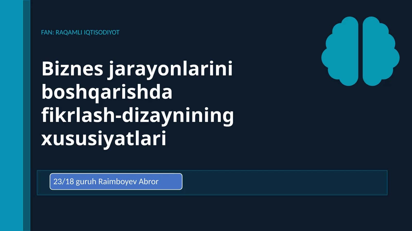 FAN: RAQAMLI IQTISODIYOT