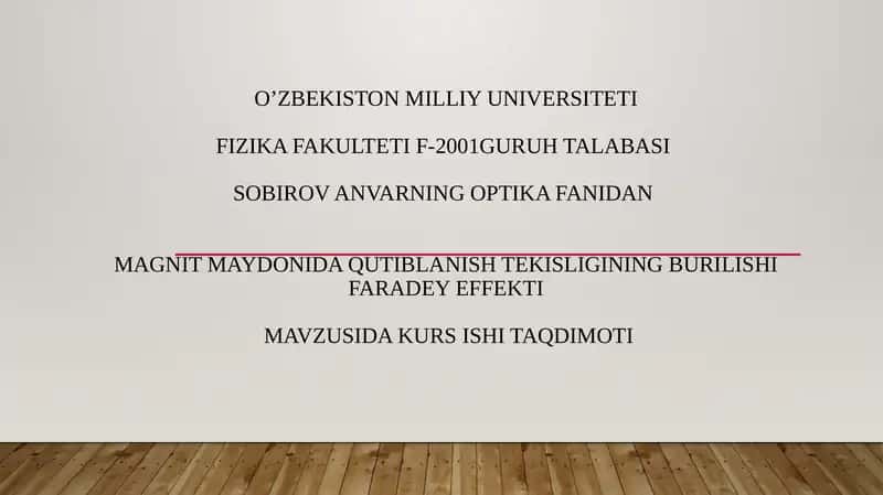 Magnit maydonida qutiblanish tekisligining burilishi