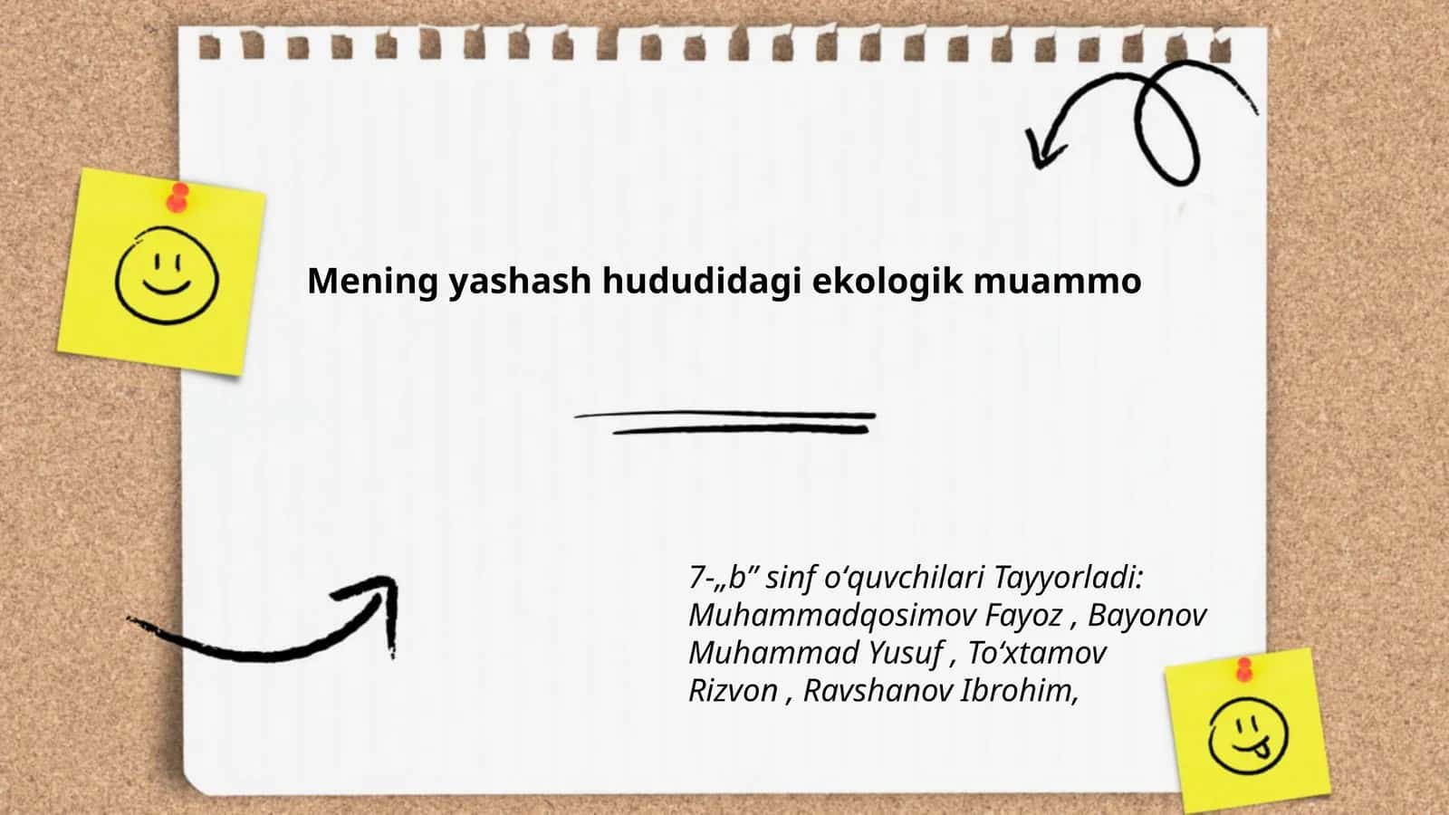 Mening yashash hududidagi ekologik muammo
