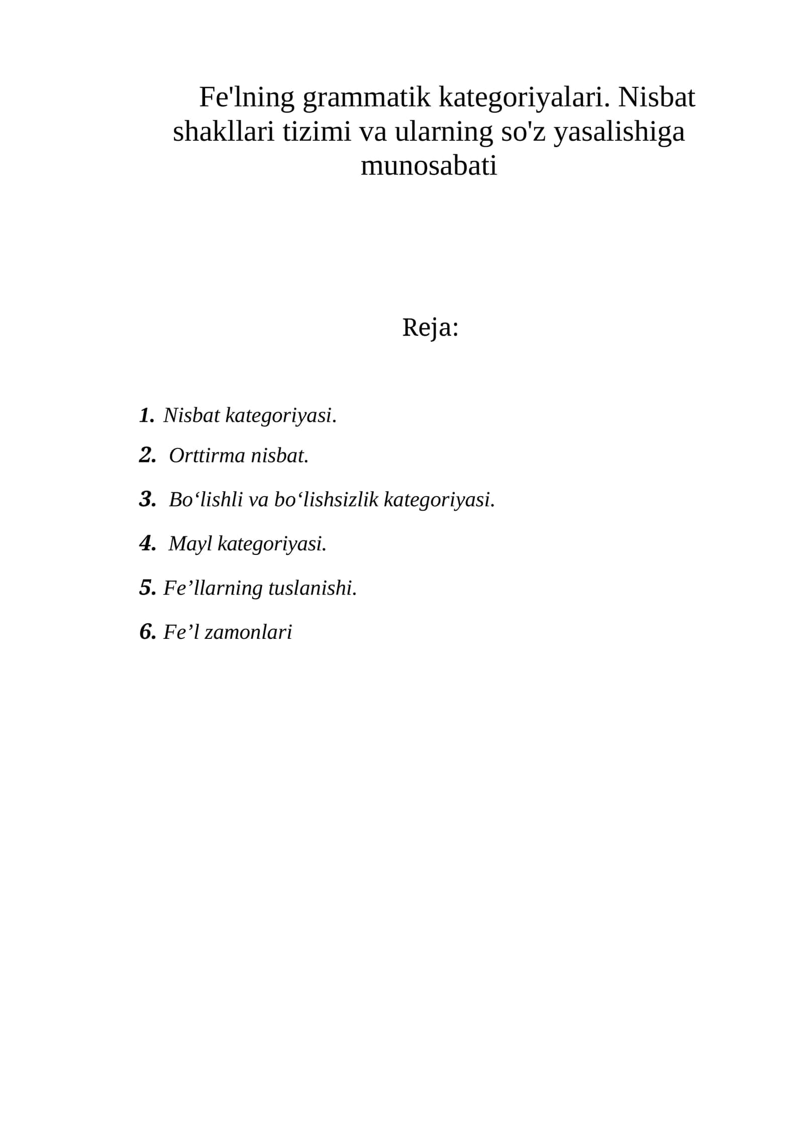 Fe'lning grammatik kategoriyalari
