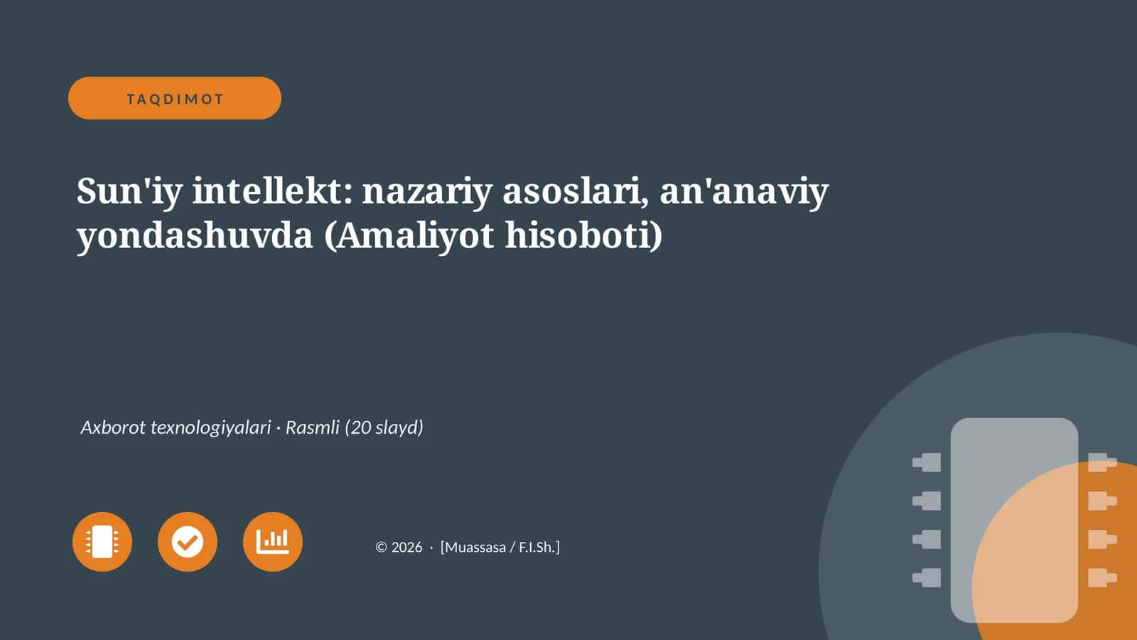 Sun'iy intellekt: nazariy asoslari, an'anaviy yondashuvda (Amaliyot hisoboti)