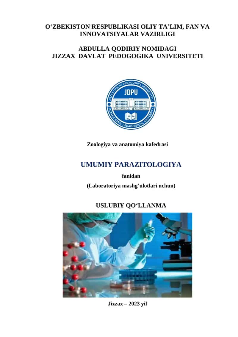 Uslubiy Qo‘llanma Zoologiya va Anatomiya