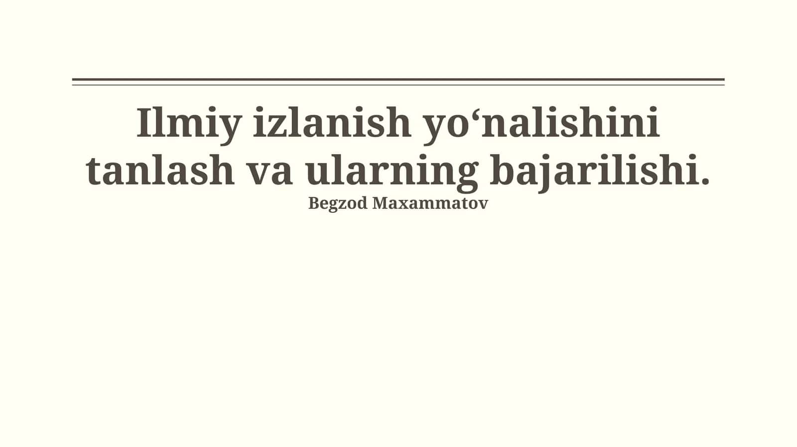 Tadqiqot rejasi va uslubiyati