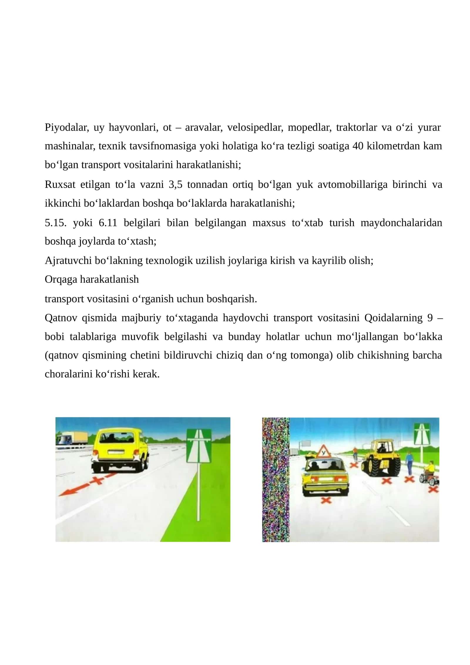 Transport vositalarining harakatlanishi