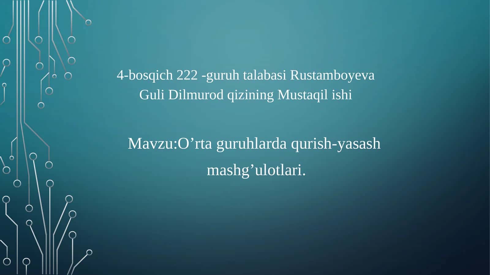 O’rta guruhlarda qurish-yasash mashg’ulotlari