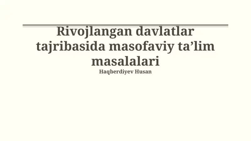 Masofaviy ta'limda baholash va monitoring tizimlari