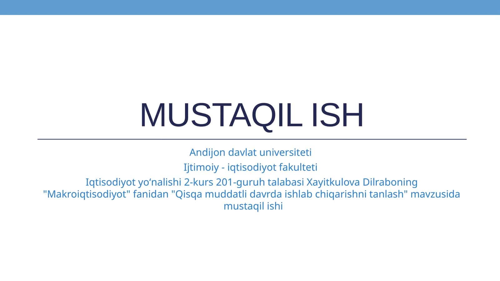Qisqamuddatli davrda ishlab chiqarishni tanlash