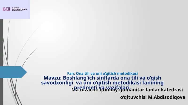 Ona tili va uni o'qitish metodikasi