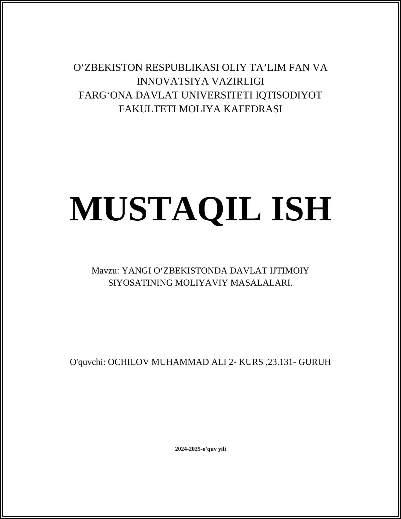 Yangi Oʻzbekistonda davlat budjeti tuzilishi