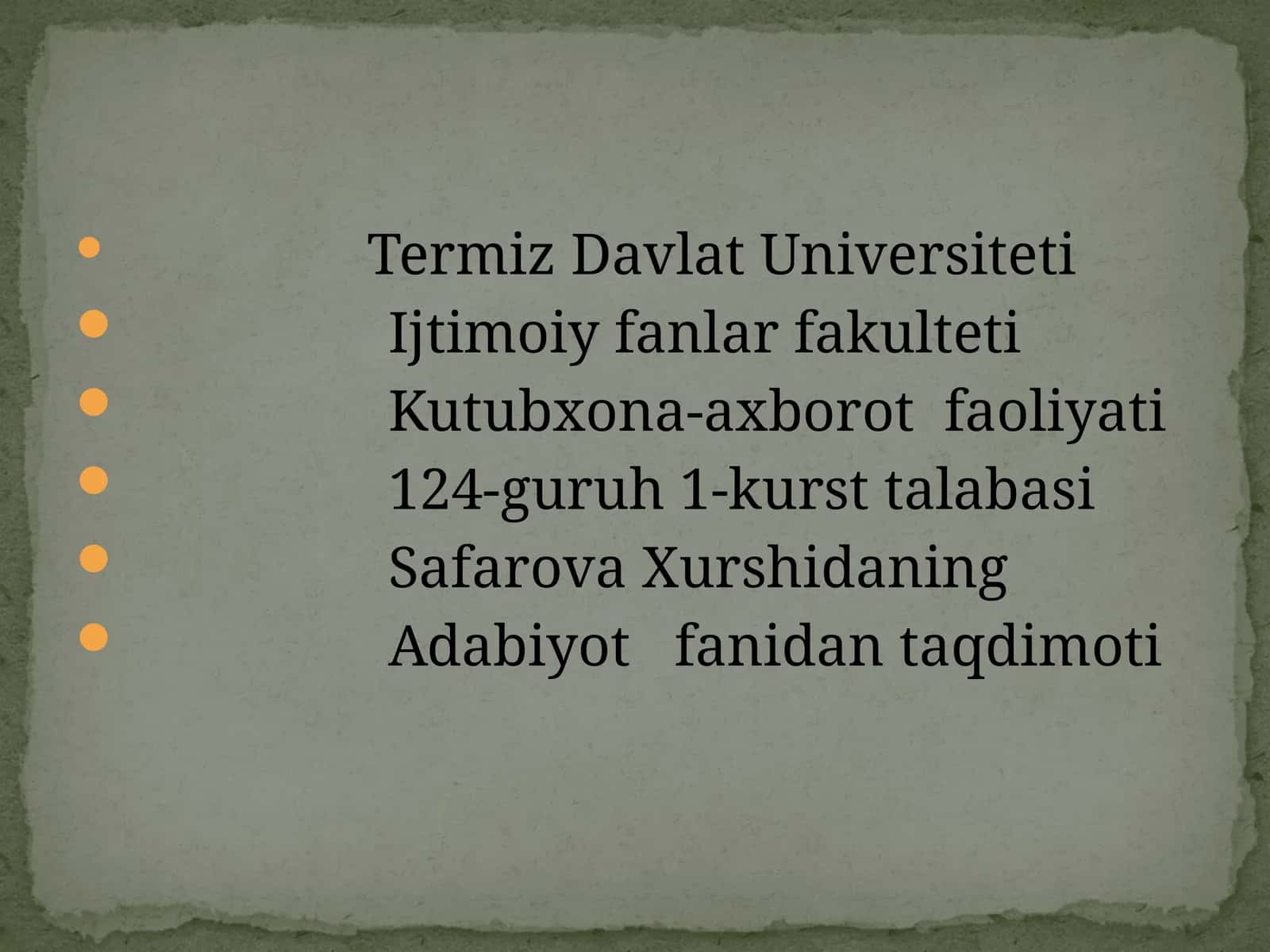 Adabiyot fanidan taqdimoti
