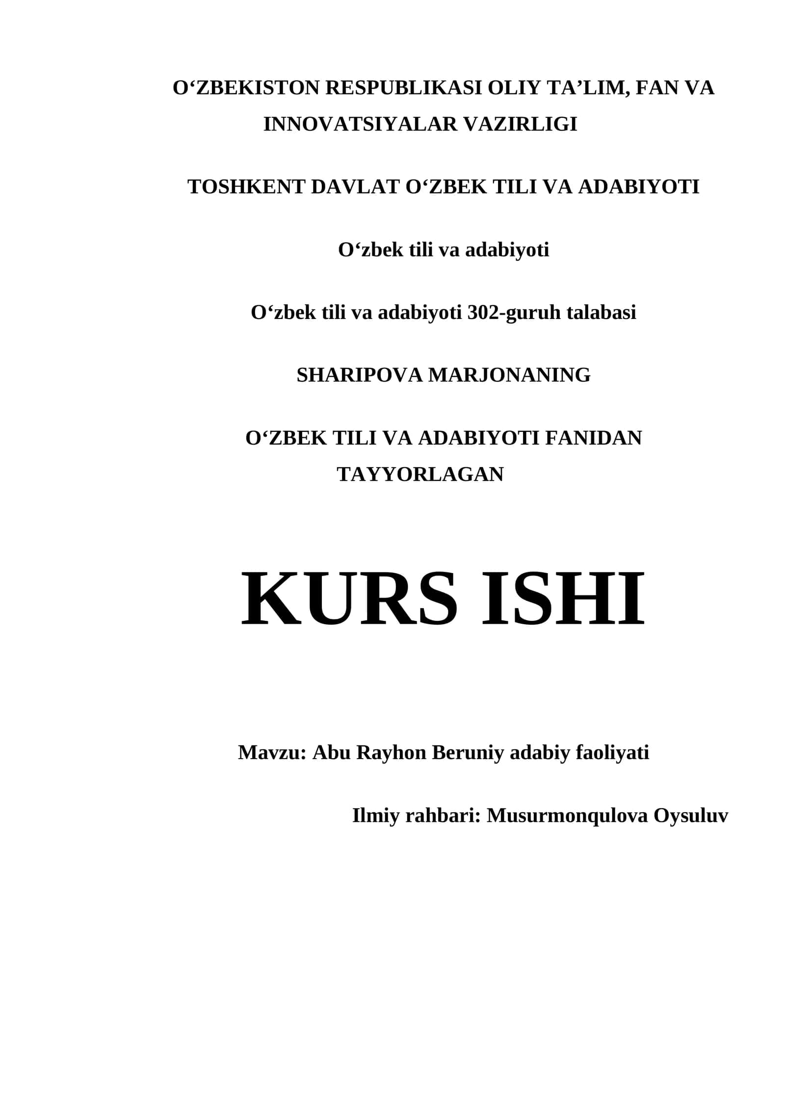 Abu Rayhon Beruniy adabiy faoliyati