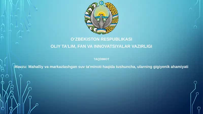 Mahalliy va Markazlashtirilgan Suv Ta'minoti