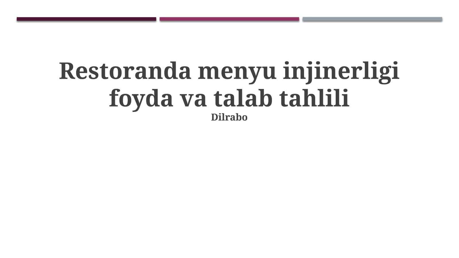 Restoranda menyu injinerligi foyda va talab tahlili