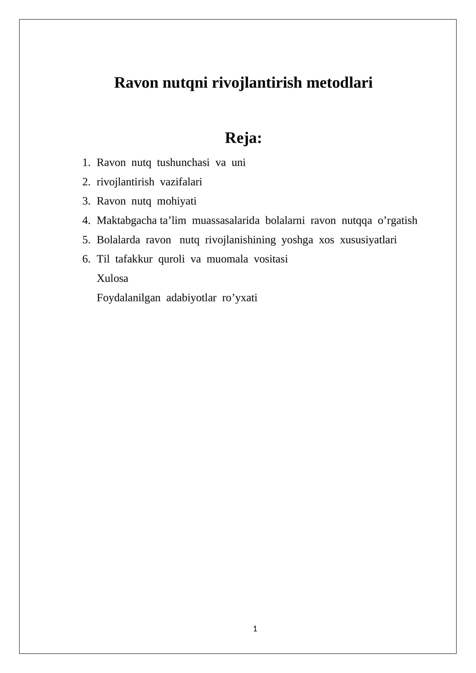 Ravon nutqni rivojlantirish metodlari